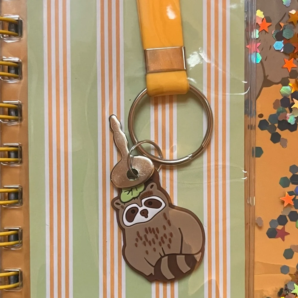 🏷️🎉🆕 cottagecore kawaii animal spiral glitter shaker planner with lock & key